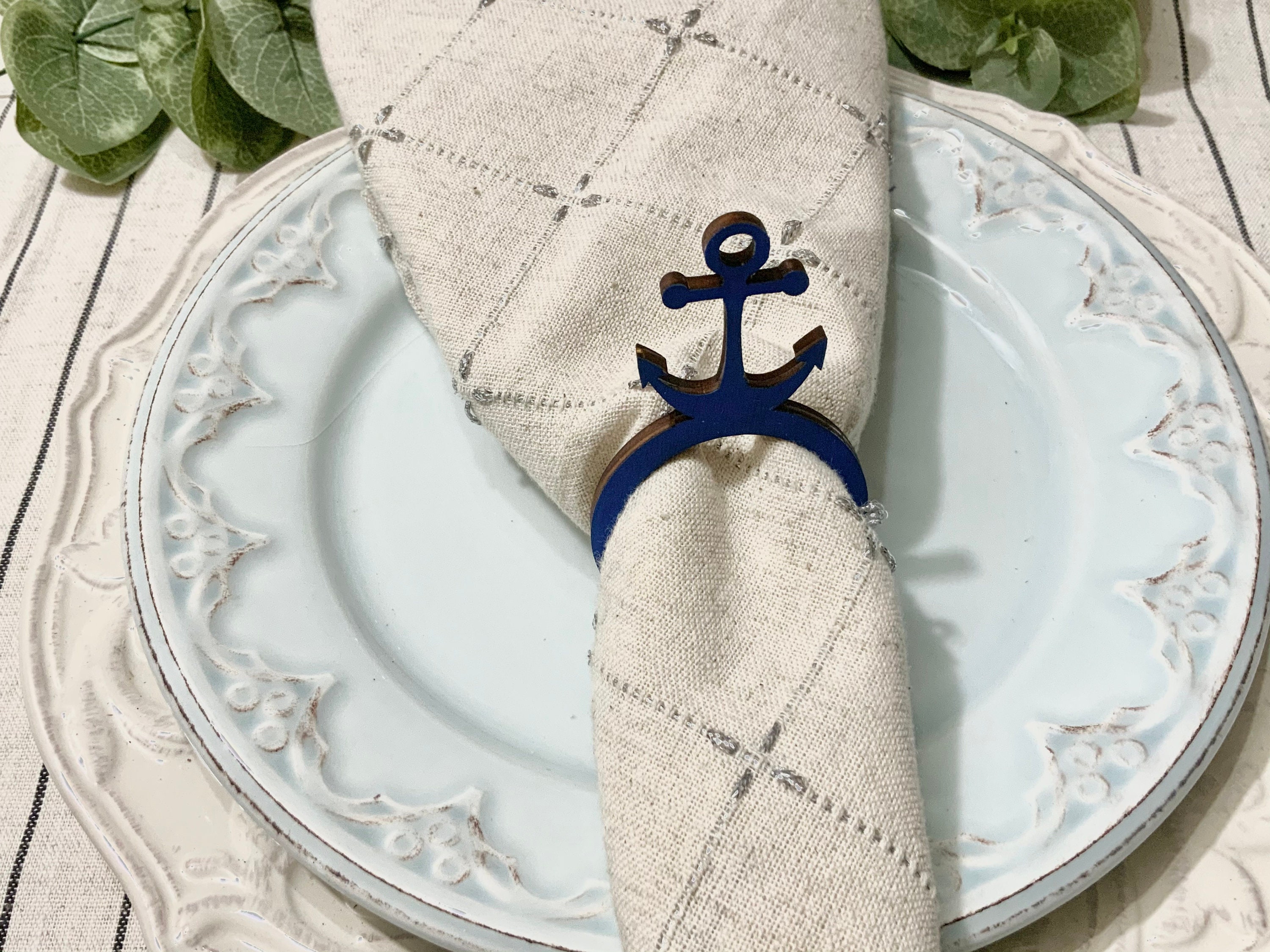 nautical napkins and holders for kitchen table