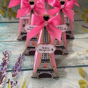 Paris Favor Box, Paris Party Decor, Paris Decoration,Paris Treat Boxes, Paris Favor Decor, Treat Boxes, Treat Bags Decor, Set of 6 Pink