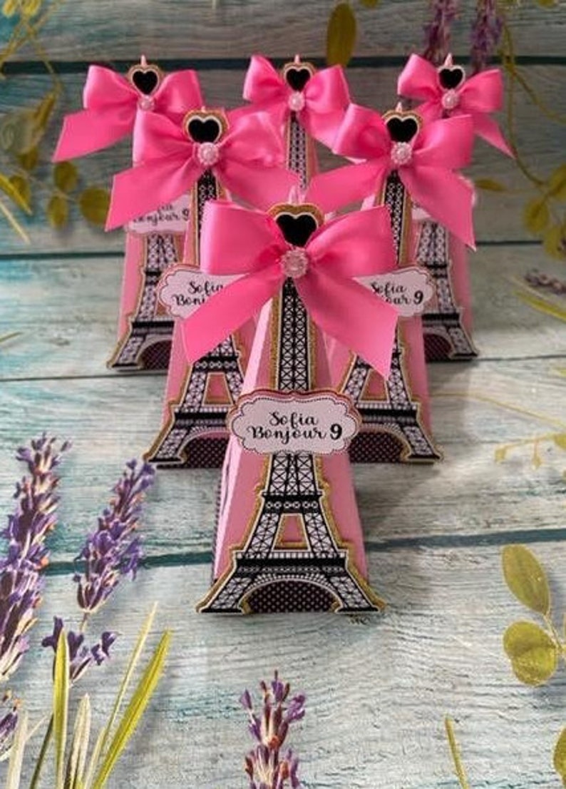 Paris Favor Box, Paris Party Decor, Paris Decoration,Paris Treat Boxes, Paris Favor Decor, Treat Boxes, Treat Bags Decor, Set of 6 Pink