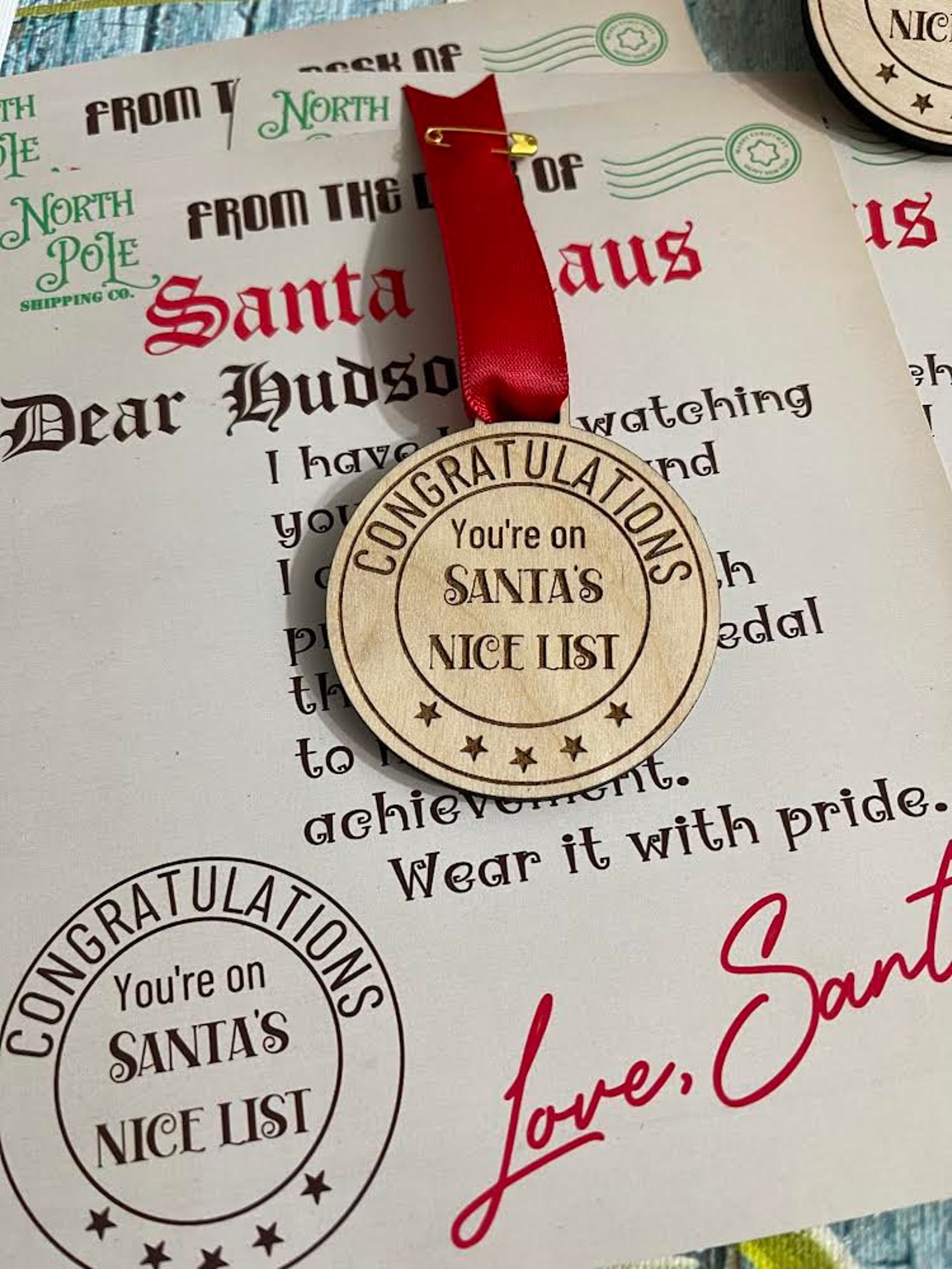 Santas Nice List Nice List Medal Santa Gift Christmas Eve Etsy