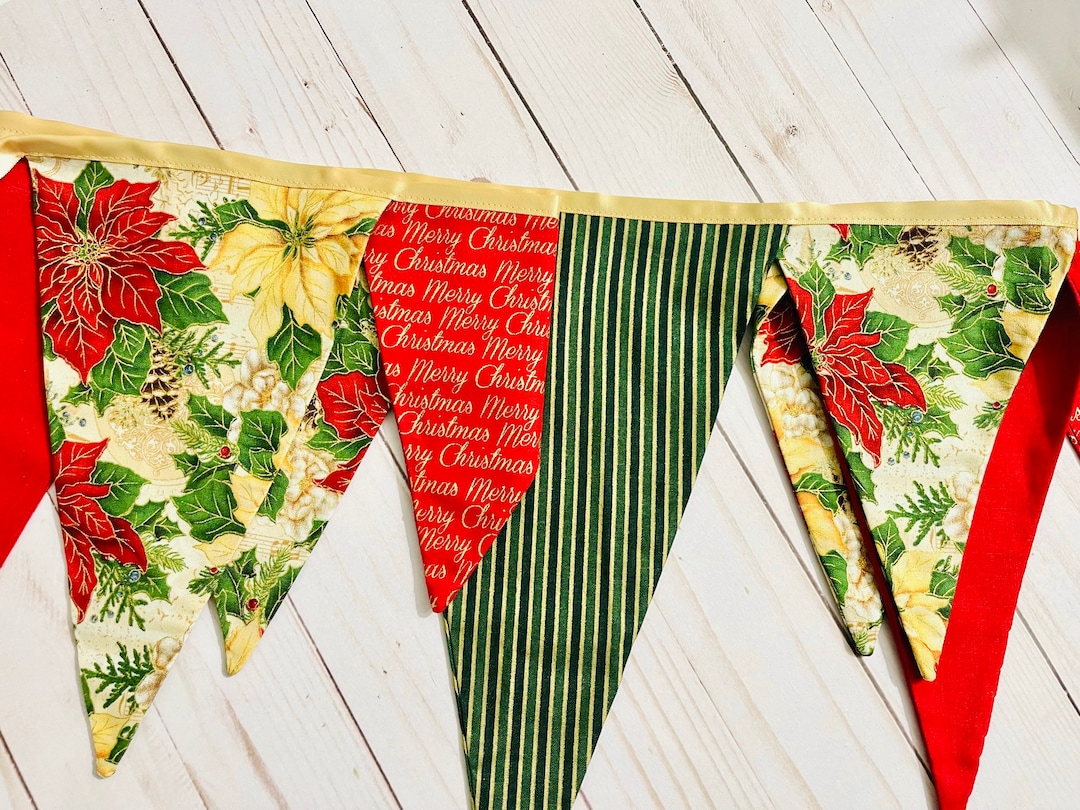 Christmas Bunting Christmas Fabric Banner Handmade - Etsy