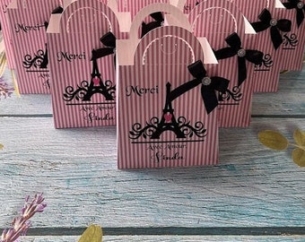 Paris Favor Box, Paris Party Decor, Paris Decoration,Paris Treat Boxes, Paris Favor Decor, Treat Boxes, Treat Loop bags, Set of 12