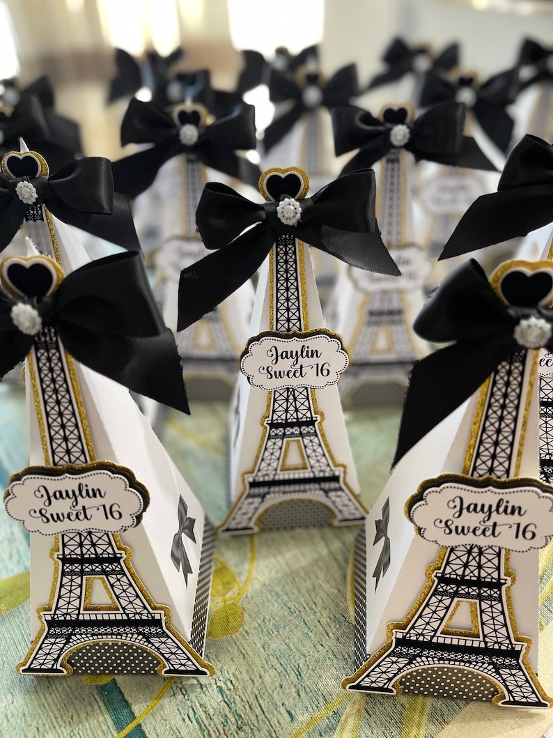 Paris Favor Box, Paris Party Decor, Paris Decoration,Paris Treat Boxes, Paris Favor Decor, Treat Boxes, Treat Bags Decor, Set of 6 White