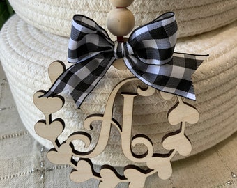 Ornement personnalisé, Étiquettes cadeaux en bois initiales, Étiquettes initiales, Étiquettes en bois, Décorations d'arbre initiales personnalisées, Étiquettes cadeaux de Noël, Chaîne de voiture
