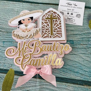 Baptism Cake Topper, Mi Bautizo Cake Topper, Charro Cake Topper, God Bless Topper, Christening Topper