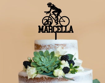 Girl Cyclist topper, Cyclist cake topper, bicycle topper, cyclist birthday party, triathlon party, bike riding cake topper,girl biker topper