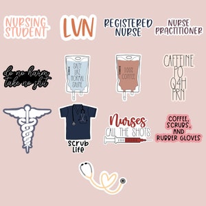 Nurse Sticker Pack - Waterproof RN, LVN, Nurse Practitioner, BSN - Nursing Student Gifts