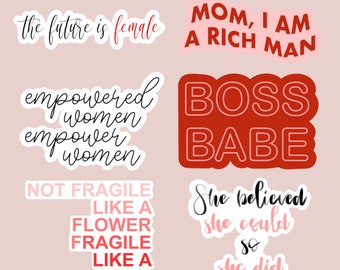 Women Empowerment Sticker Pack, Female Empowerment, Waterproof, Weatherproof, Hydroflask Sticker, Laptop Sticker