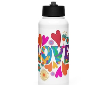 Stainless steel water bottle with a straw lid