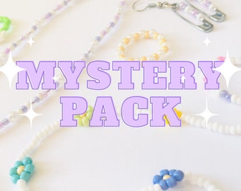 Pack de bijoux en perles mystères, boucles d’oreilles, colliers, bagues, bracelets