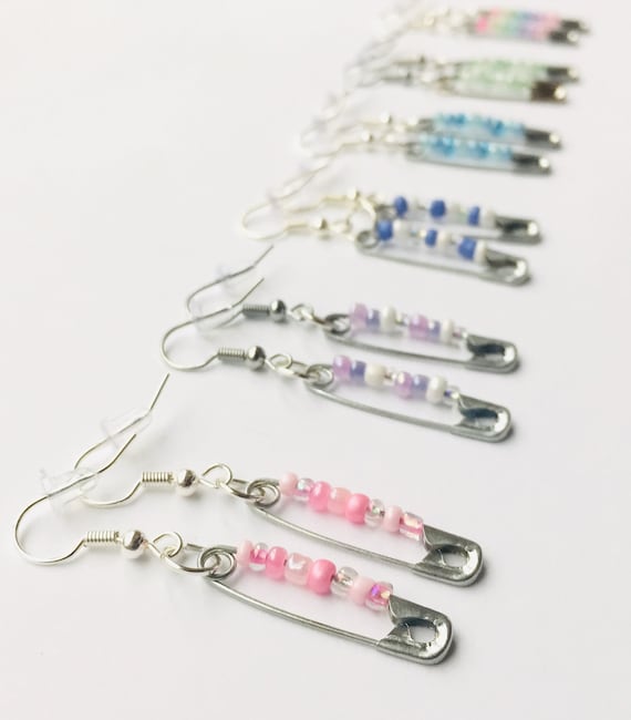 Safety pin on sale earrings with beads