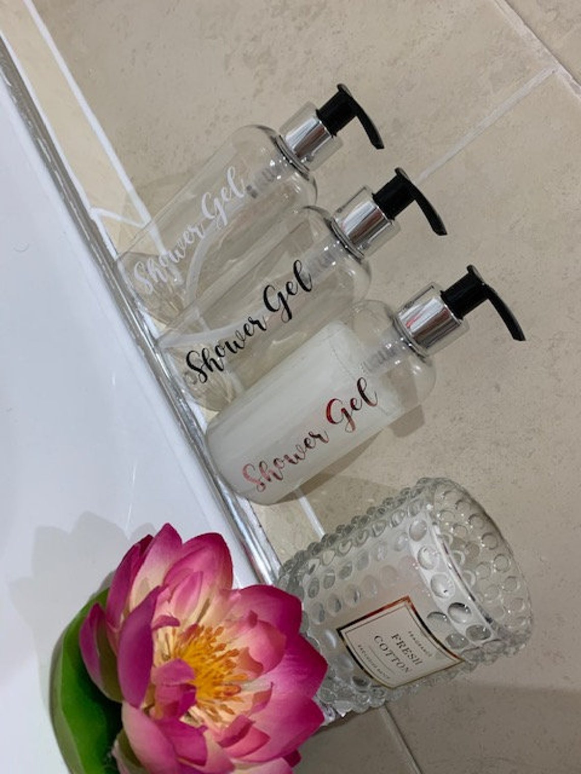 Labelled shower gel bottles 250ml personalised Etsy