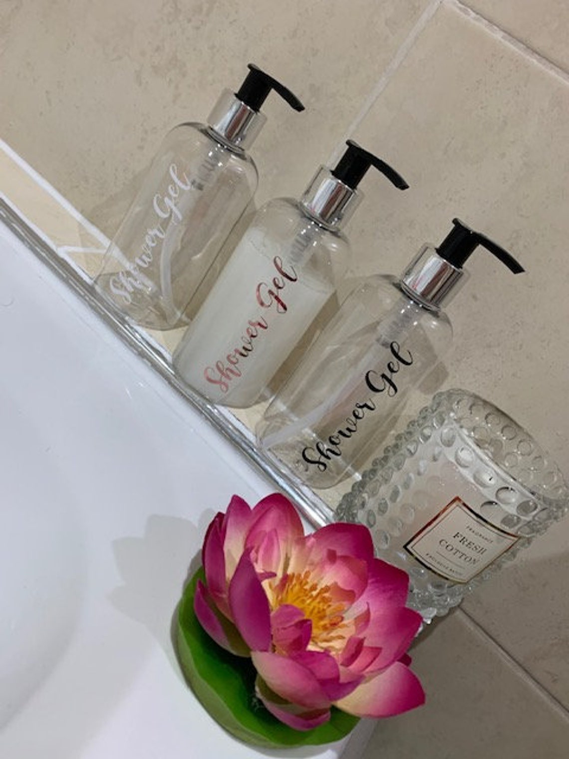 Labelled shower gel bottles 250ml personalised Etsy