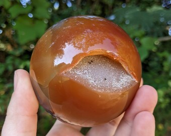 Large Druzy Carnelian Agate Sphere