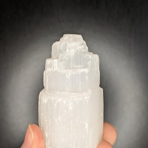 Small Natural White Satin Spar Selenite Crystal Tower