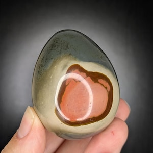 Cute Natural Brown Polychrome Jasper Crystal Egg Carving