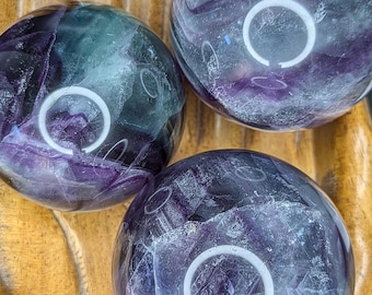 Rainbow Purple Blue Crystal Fluorite Spheres