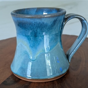Kings Pottery Teal Blue Stoneware Mug: Artisan Wheel Thrown Ceramic Coffee Cup