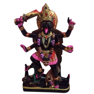 Estátua de mármore da estátua de Kali, mármore Kali de 12 polegadas - a imperatriz, deusa hindu da divindade, Shyama, Kalika, Wicca, caveira - escultura de Kali Ma
