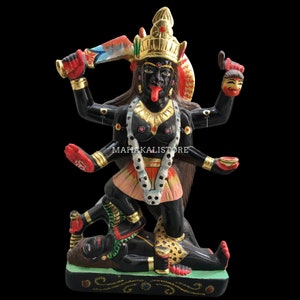 Kali-standbeeld marmeren standbeeld, groot 12 inch marmer Kali - de keizerin, godheid hindoegodin, Shyama, Kalika, Wicca, schedel - Kali Ma-sculptuur