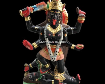 Kali Statue marble statue, Large 12 inches Marble Kali - The Empress, Deity Hindu Goddess, Shyama, Kalika, Wicca, Skull - Kali Ma Sculpture