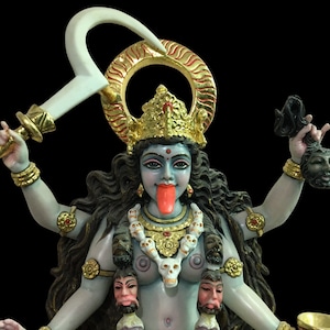 Kali em pé sobre a estátua do Senhor Shiva, escultura da deusa MahaKali, feita à mão, mármore vietnamita, deus hindu, estatueta de divindade, 27 polegadas