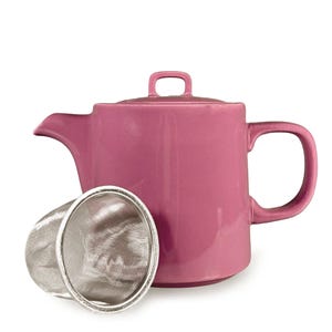 Scandi Home Oslo teapot with stainless steel infuser in pink ceramic