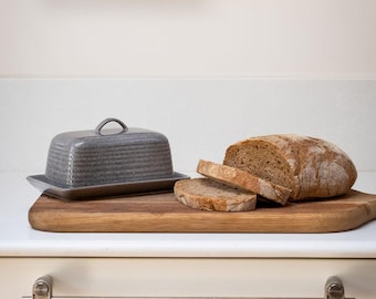 Mantequillera de gres gris París con esmalte reactivo y tapa – Scandi Home