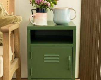 Casier métallique vert olive ou jaune moutarde avec étagère | Rangement scandinave | Couloir/Chambre | Casier en kit (Royaume-Uni)