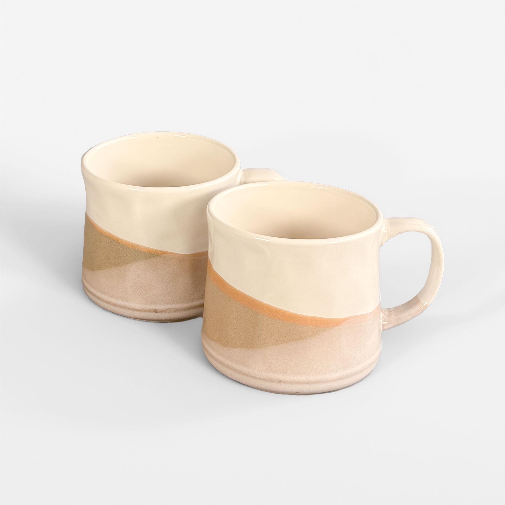 Scandi Home Keramiktassen: Nordische Kaffeetassen mit reaktiver Glasur, 2er-Set