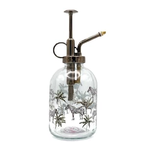 Upper Street Zebra Design 350ml Botanical Glass House Plant Mister Spray Atomiser Bottle, Indoor Plant Watering Gift