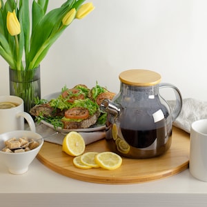 Grey Borosilicate Glass Teapot: Scandi Home Helsinki with Bamboo Lid