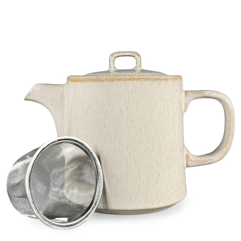 Scandi Home Oslo teapot with stainless steel infuser in cream glazed finish