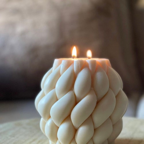 HUGE Twisted Pillar Statement Sculptural Aesthetic Candle Etsy
