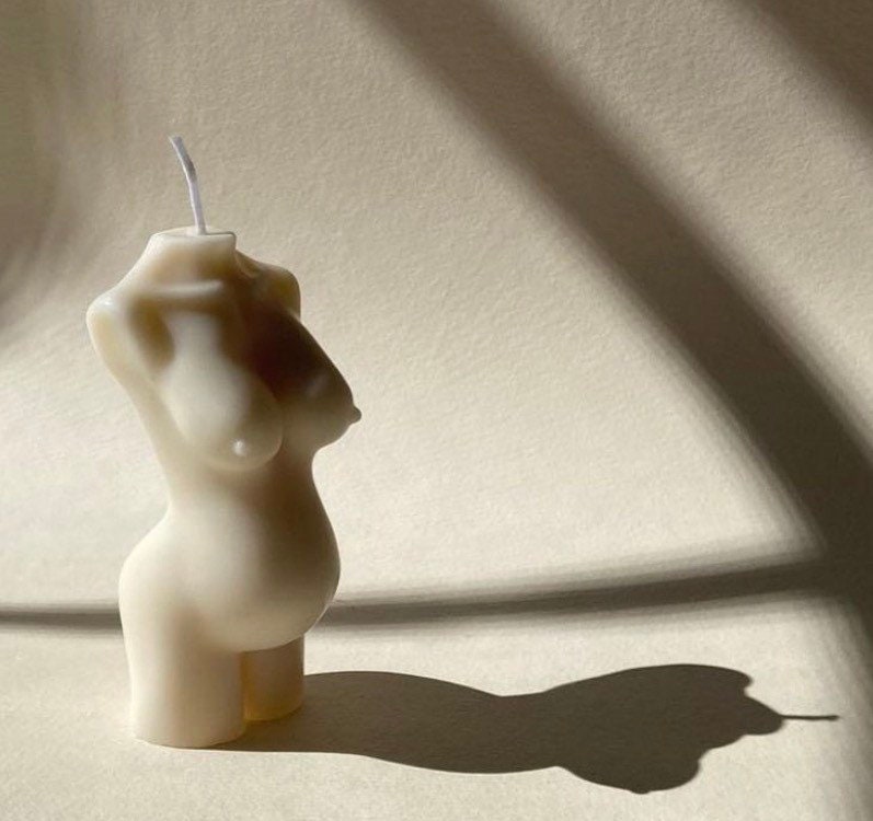 Pregnant Naked Female Torso Body Candle