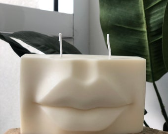 Mouth Lips Kiss Scented Trendy Aesthetic Decorative Pillar Candle