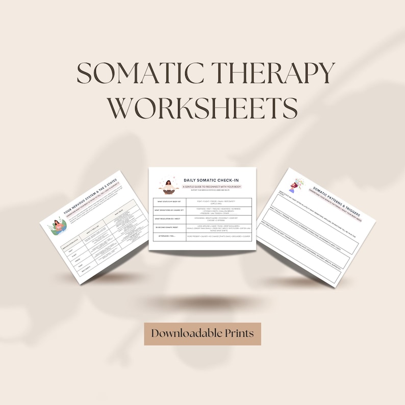 Somatic Check In Somatic Therapy Worksheets | Nervous System Regulation (PDF) - Etsy