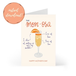 Tarjeta imprimible del Día de la Madre [descarga digital] / Tarjeta Momosa / Tarjeta del Día de la Madre de hija / Tarjeta para mamá / Tarjeta de alcohol divertida para mamá