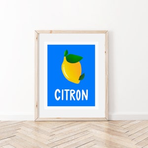 Lemon Minimalist Print [Digital Download] | Kitchen Wall Art | Citron Art | Fruit Printable Art | Lemon Minimalist Kitchen Poster