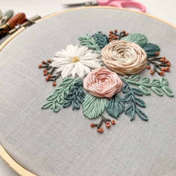 Embroidery Kit Dreamy Florals With Heat Erasable Stamped -  Norway