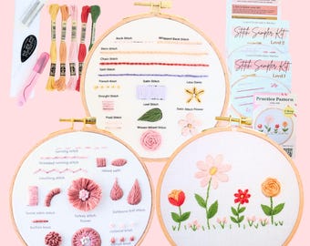 Hand Embroidery Stitch Sampler Kit – 25 Stitches for Beginners (Video Instructions)