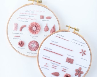 Learn Hand Embroidery Stitch Sampler Kit - 25 stitch tutorials with video instructions for beginners learning modern hand embroidery