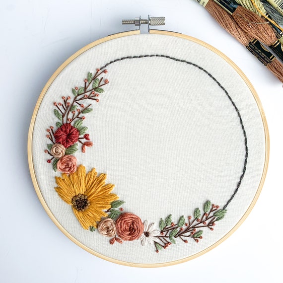 PDF Sunflower Wreath Hoop Floral Pattern, Embroidery Pattern, Embroidery  Flowers, Embroidery Hoop, Beginner Embroidery PDF -  Norway