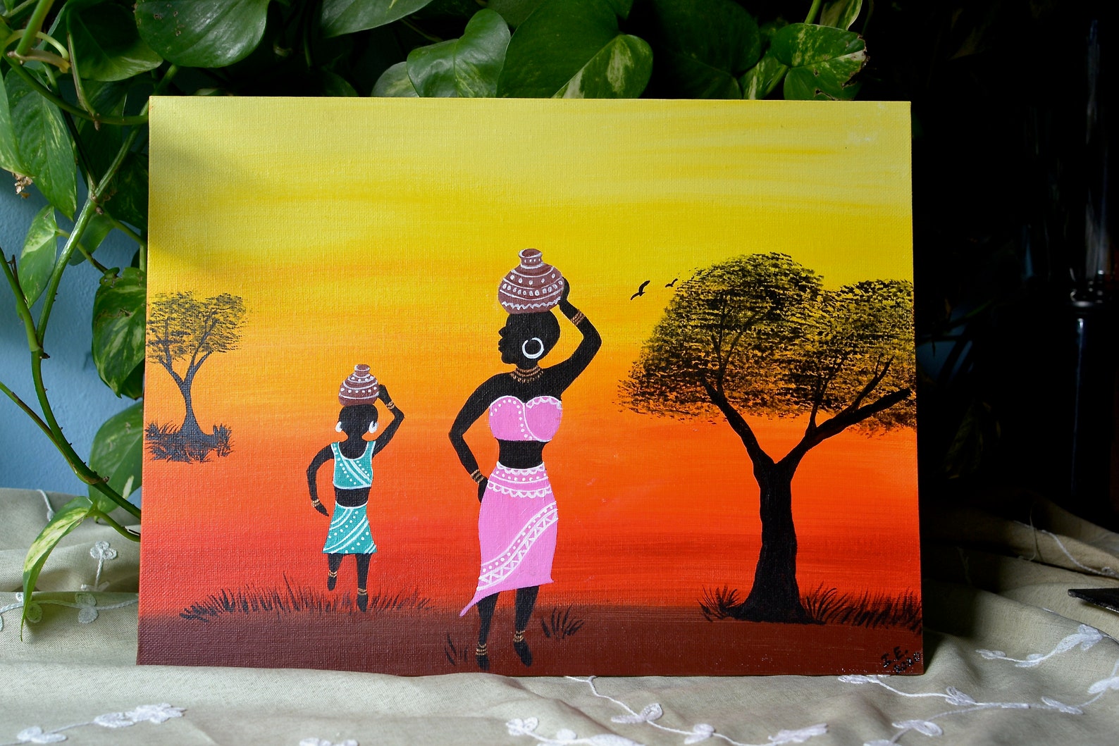 African Acrylic Painting African Family Etsy