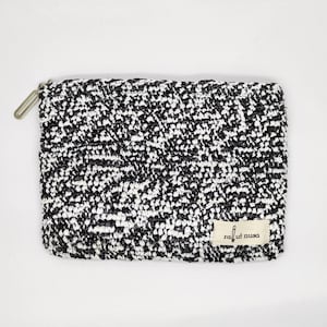 Minimalist Crochet Clutch mozaic handmade upcycle plastic yarn plarn