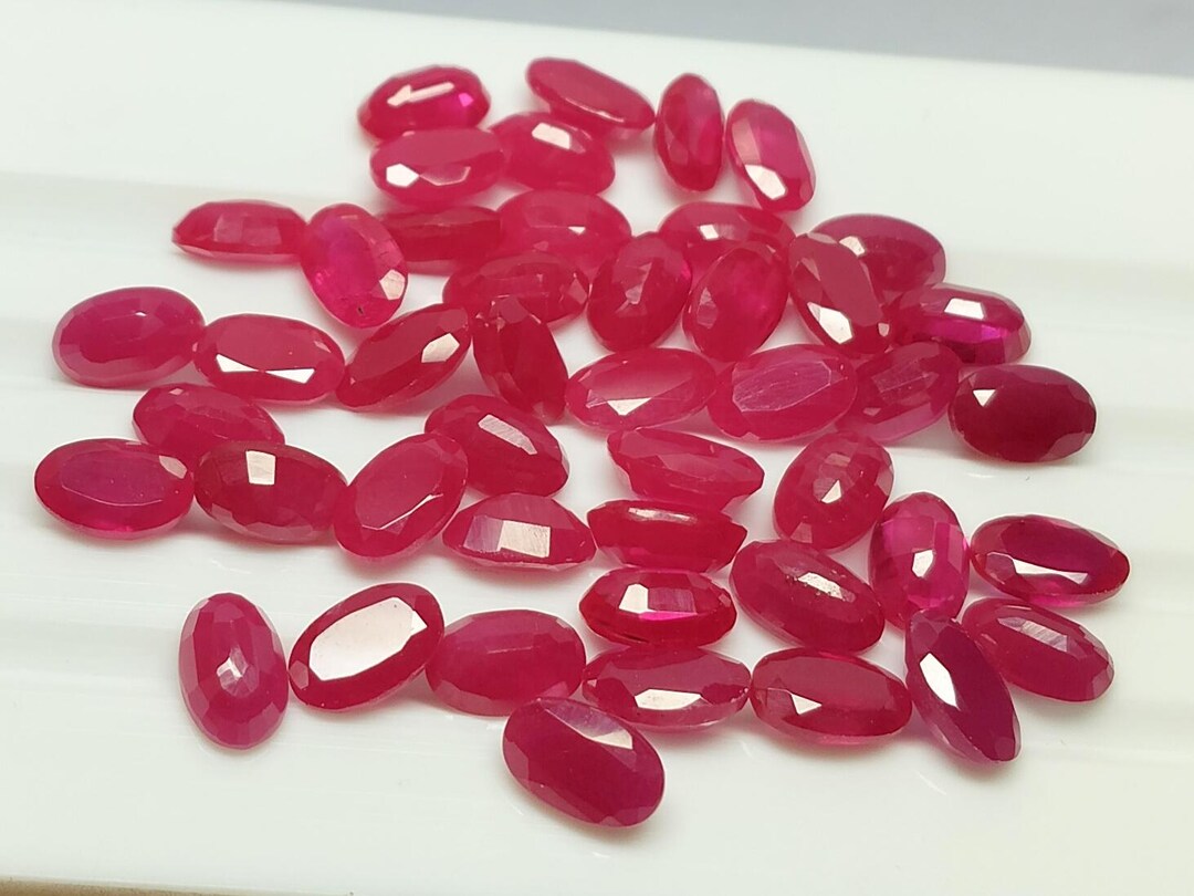 Red Ruby Imitation Cut Faceted: Red Blood Oval Lab Grown Gemstone for ...