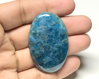 Natural Neon Apatite Smooth Cabochon, Blue Apatite Oval Shape, Size 47x31x8 MM, 118 Carat, Apatite Gemstone For Pendant Jewellery Making.