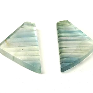 Colourful Natural Fluorite Cabochon Carved Pair Fancy Shape, Size 30x18x4 MM, 42 Carat, Fluorite Gemstone For Earring Jewellery Making.