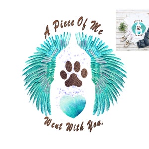 Memory Dog PNG, Memorial Dog, Uma paz de mim foi com você, Perda de cachorro de estimação, Amor de animal de estimação, Asas de anjo em aquarela azul turquesa, Download instantâneo