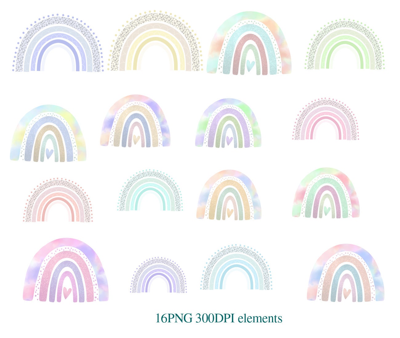 Boho Rainbow Clipart Rainbow PNG Pastel Neutral Colours - Etsy